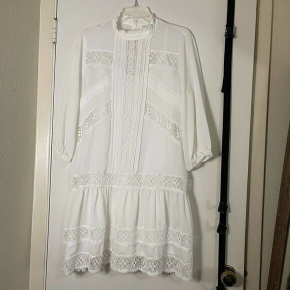 New York & Company Dresses & Skirts - New York and company white lace boho tiered with slip dress size small